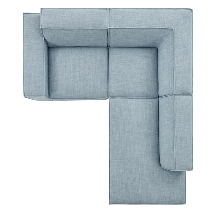 Restore 3-Piece Performance Fabric Upholstered Modular L-Shaped Sectional Sofa in Sky
