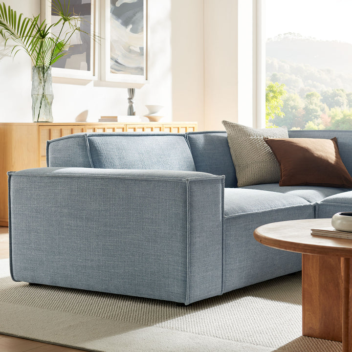 Restore 3-Piece Performance Fabric Upholstered Modular L-Shaped Sectional Sofa in Sky