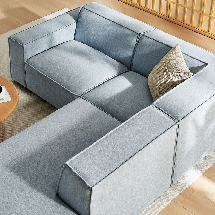Restore 3-Piece Performance Fabric Upholstered Modular L-Shaped Sectional Sofa in Sky