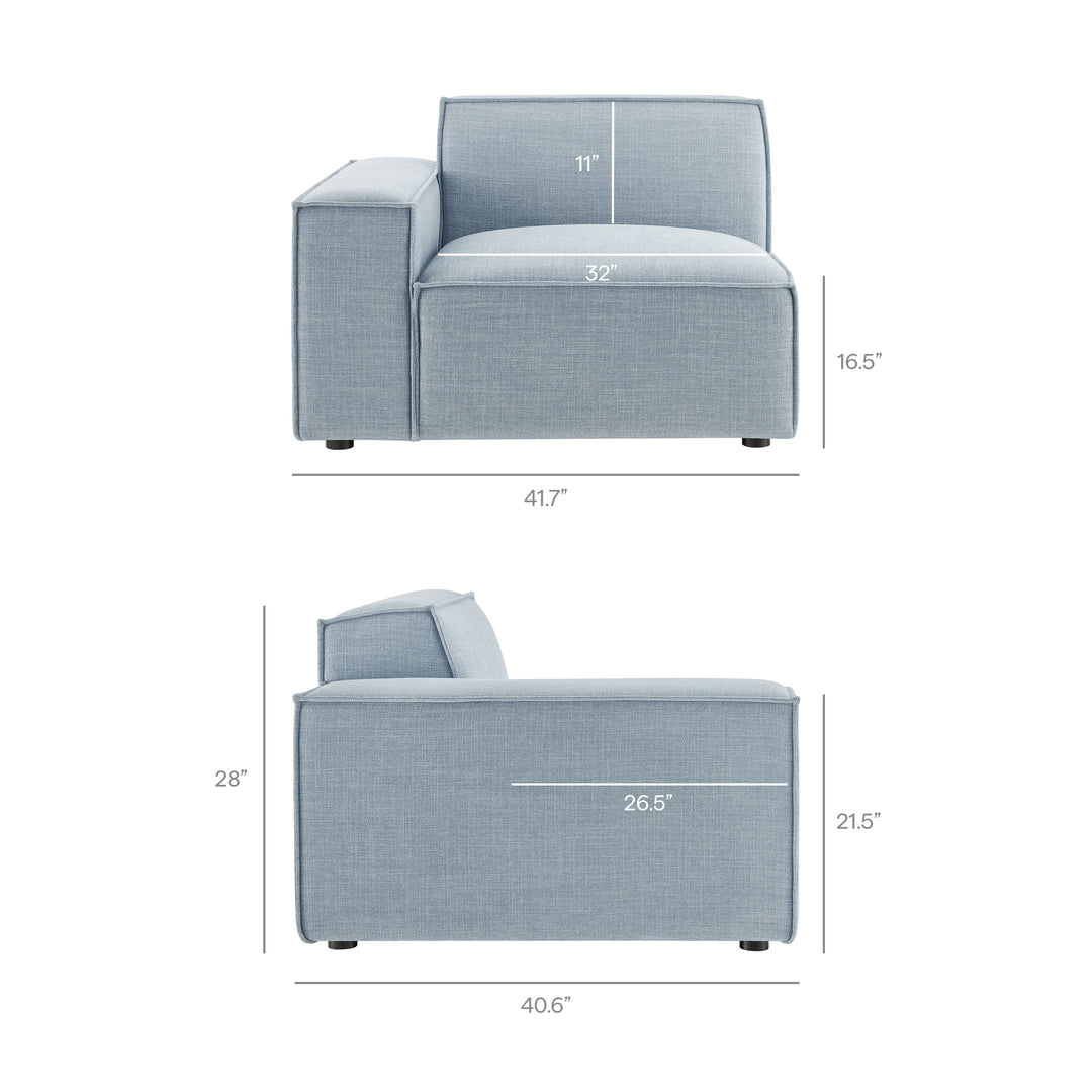 Restore 3-Piece Performance Fabric Upholstered Modular L-Shaped Sectional Sofa in Sky