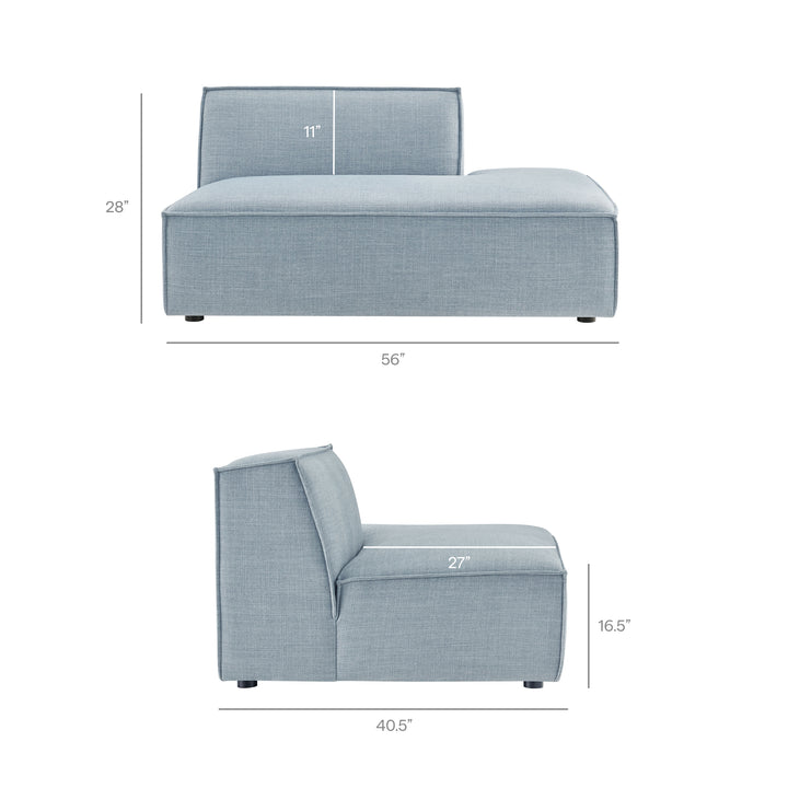 Restore 3-Piece Performance Fabric Upholstered Modular L-Shaped Sectional Sofa in Sky