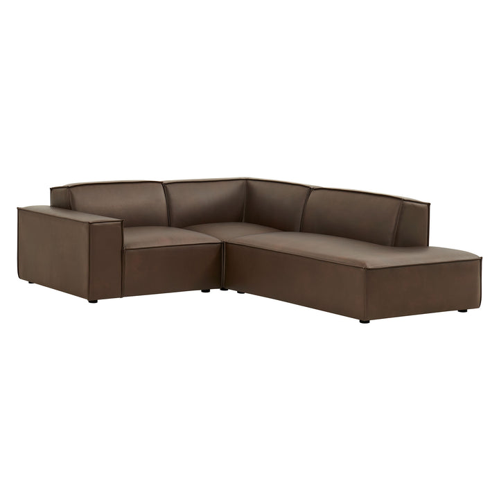 Restore 3-Piece Vegan Leather Modular L-Shaped Sectional Sofa in Espresso