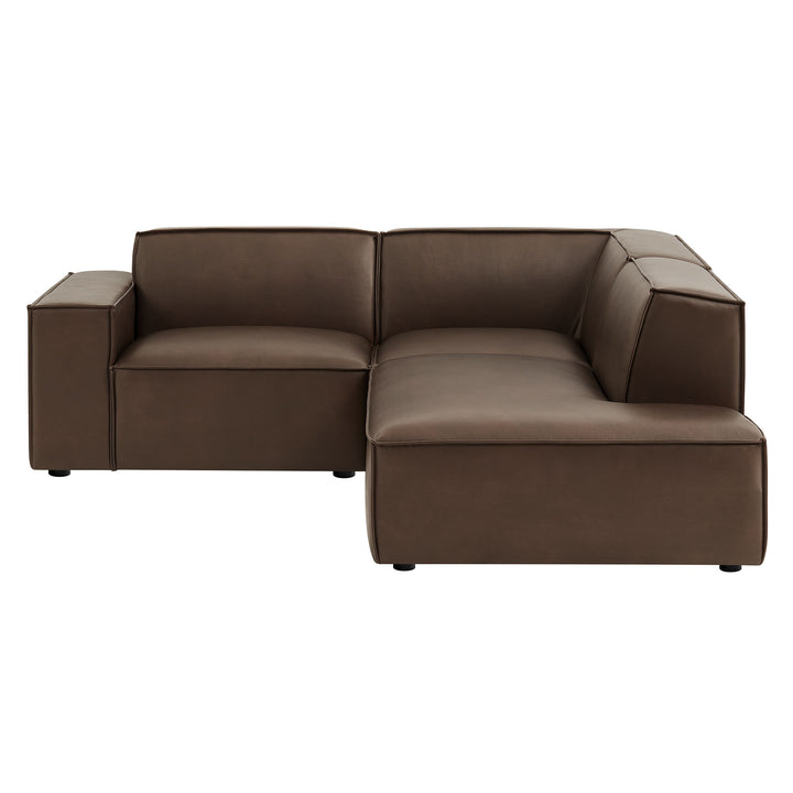 Restore 3-Piece Vegan Leather Modular L-Shaped Sectional Sofa in Espresso