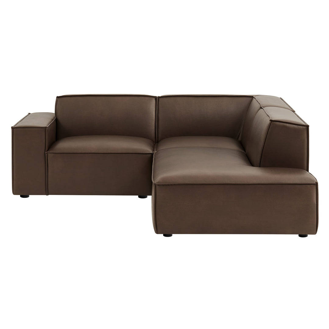 Restore 3-Piece Vegan Leather Modular L-Shaped Sectional Sofa in Espresso