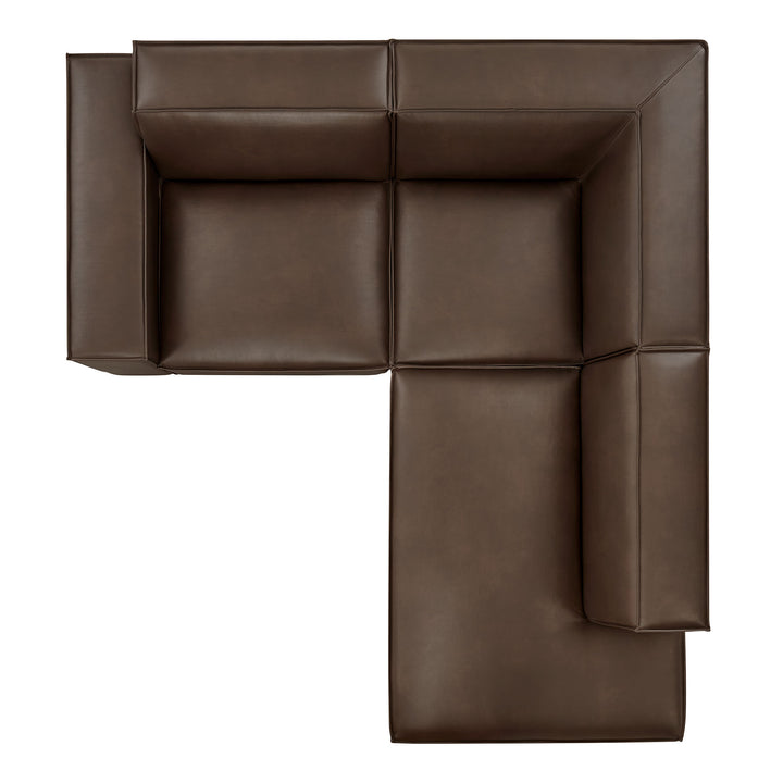 Restore 3-Piece Vegan Leather Modular L-Shaped Sectional Sofa in Espresso