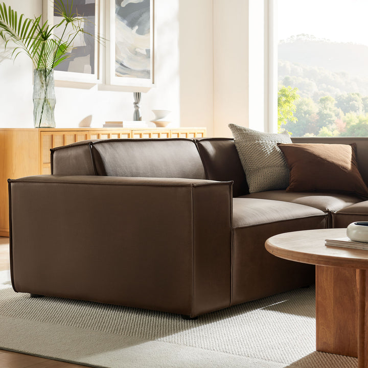 Restore 3-Piece Vegan Leather Modular L-Shaped Sectional Sofa in Espresso
