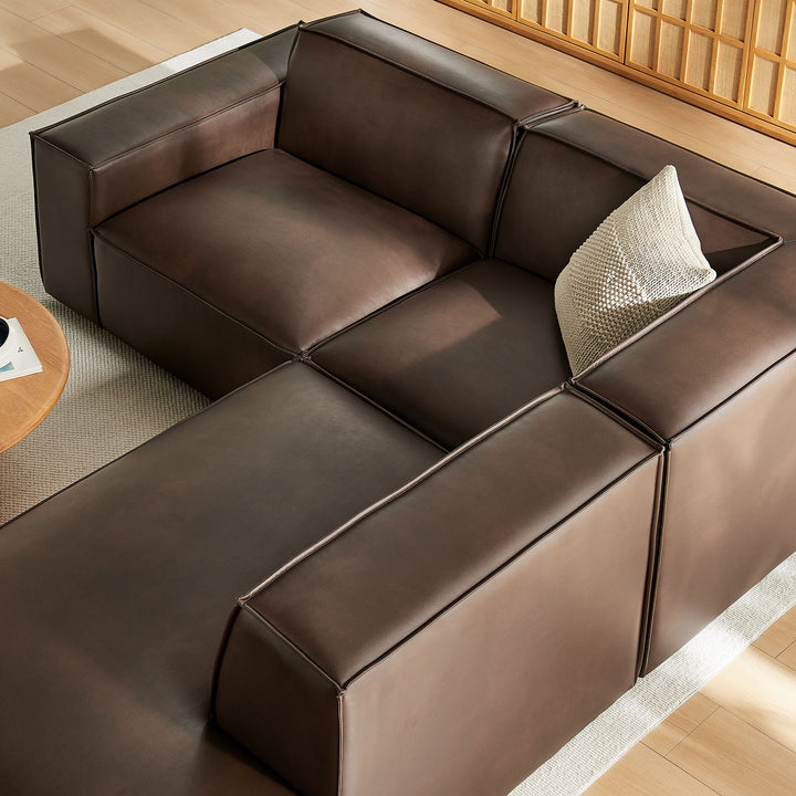 Restore 3-Piece Vegan Leather Modular L-Shaped Sectional Sofa in Espresso