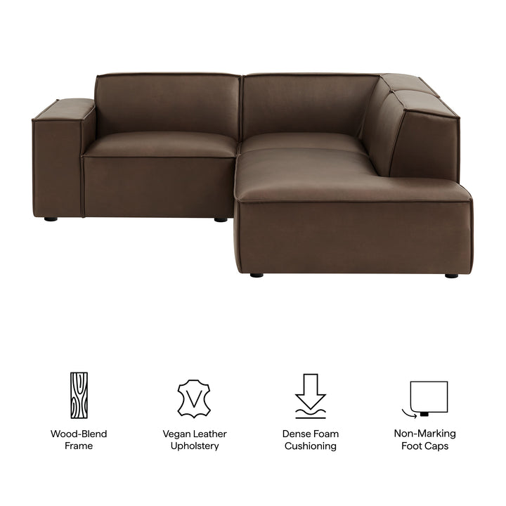 Restore 3-Piece Vegan Leather Modular L-Shaped Sectional Sofa in Espresso