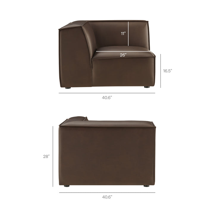 Restore 3-Piece Vegan Leather Modular L-Shaped Sectional Sofa in Espresso