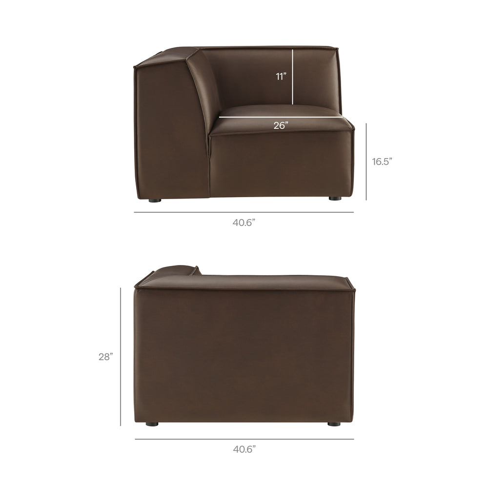 Restore 3-Piece Vegan Leather Modular L-Shaped Sectional Sofa in Espresso