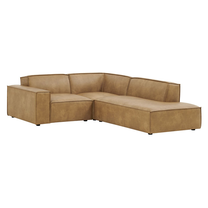 Restore 3-Piece Vegan Leather Modular L-Shaped Sectional Sofa in Toast