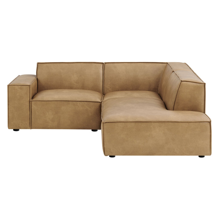 Restore 3-Piece Vegan Leather Modular L-Shaped Sectional Sofa in Toast