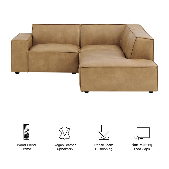 Restore 3-Piece Vegan Leather Modular L-Shaped Sectional Sofa in Toast