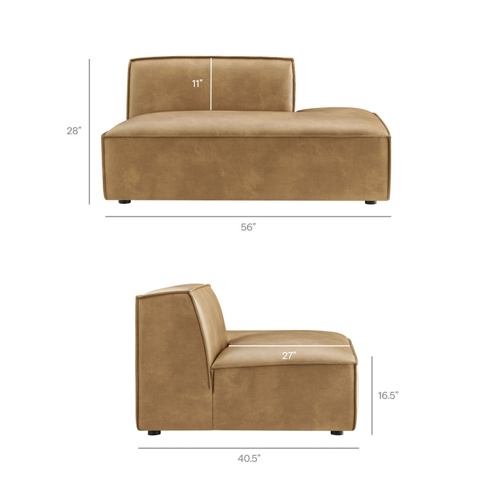 Restore 3-Piece Vegan Leather Modular L-Shaped Sectional Sofa in Toast