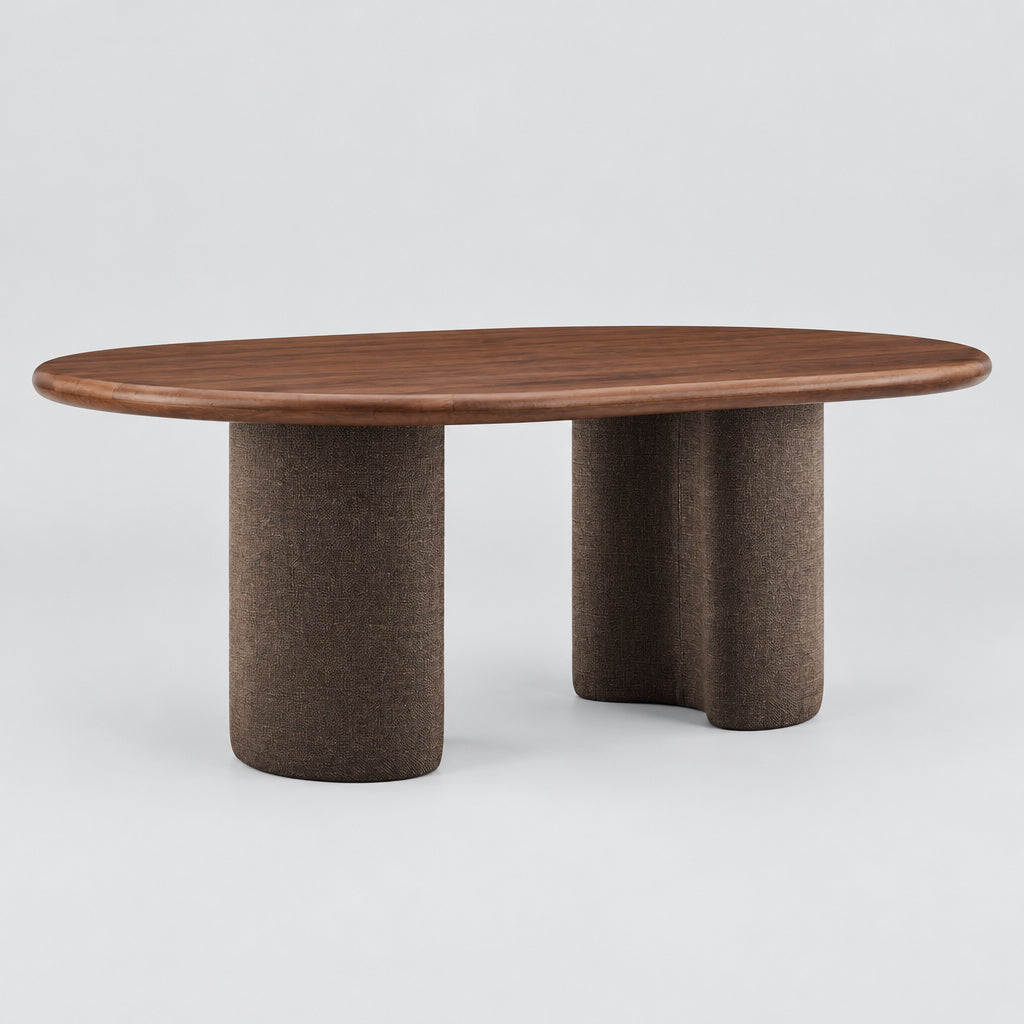 Enric 84 Inch Mango Wood Oval Dining Table in Walnut