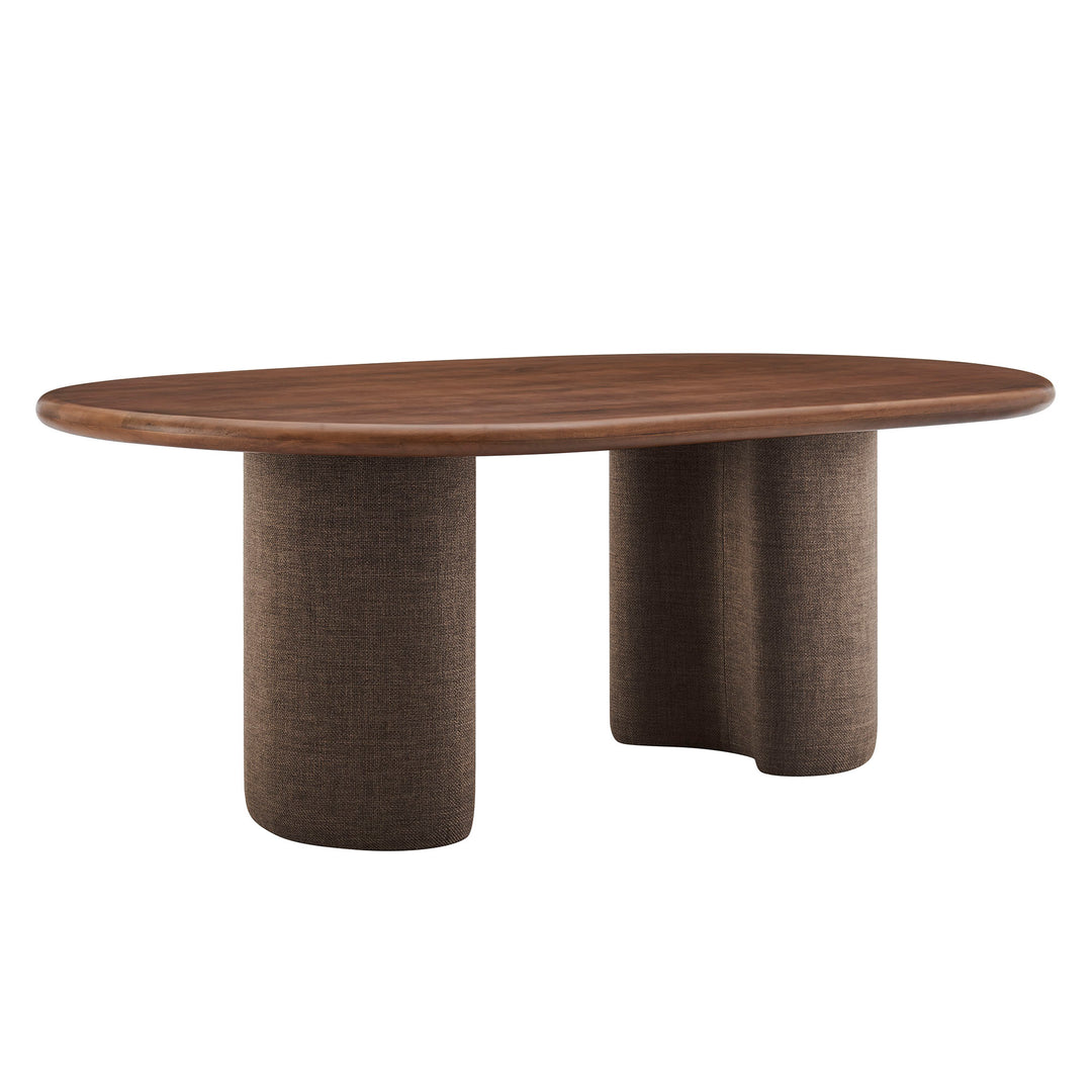 Enric 84 Inch Mango Wood Oval Dining Table in Walnut