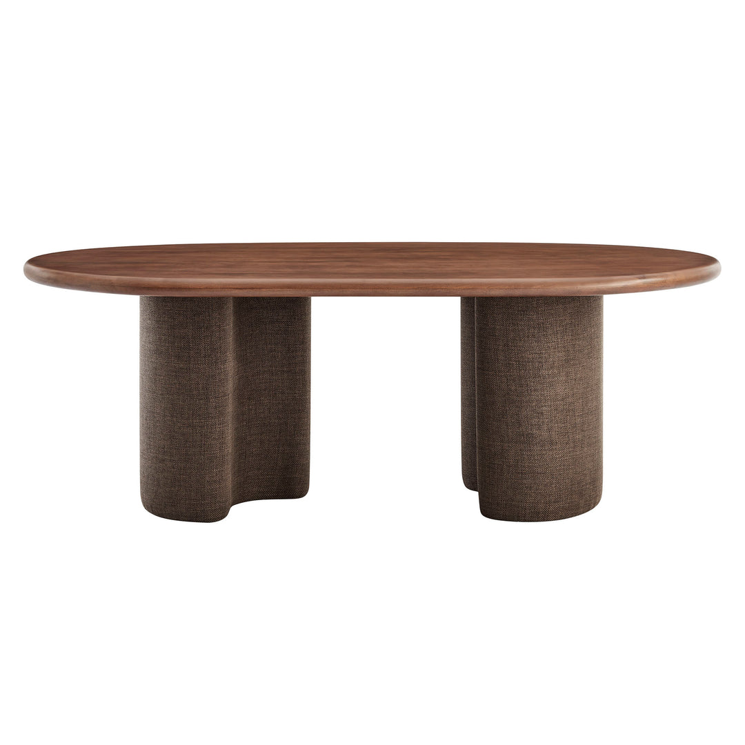 Enric 84 Inch Mango Wood Oval Dining Table in Walnut