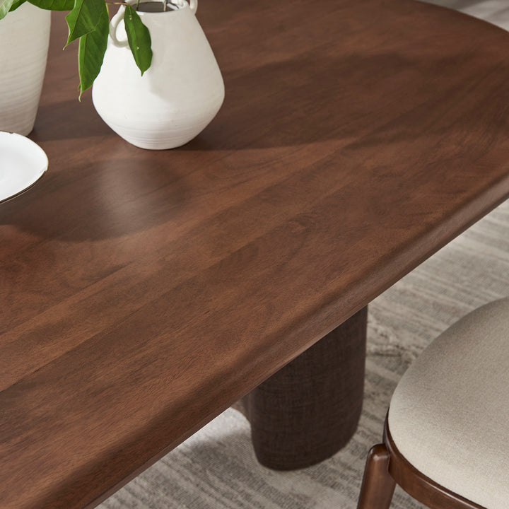 Enric 84 Inch Mango Wood Oval Dining Table in Walnut