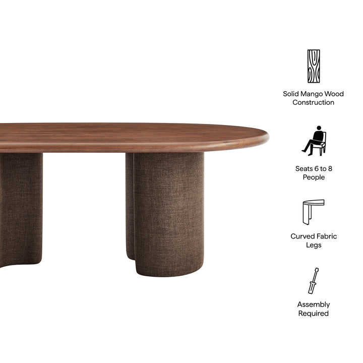 Enric 84 Inch Mango Wood Oval Dining Table in Walnut