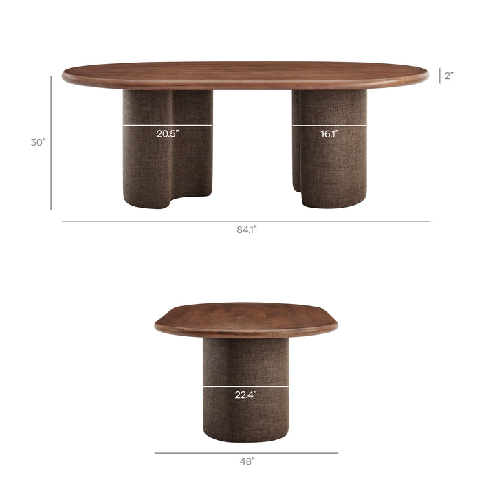 Enric 84 Inch Mango Wood Oval Dining Table in Walnut