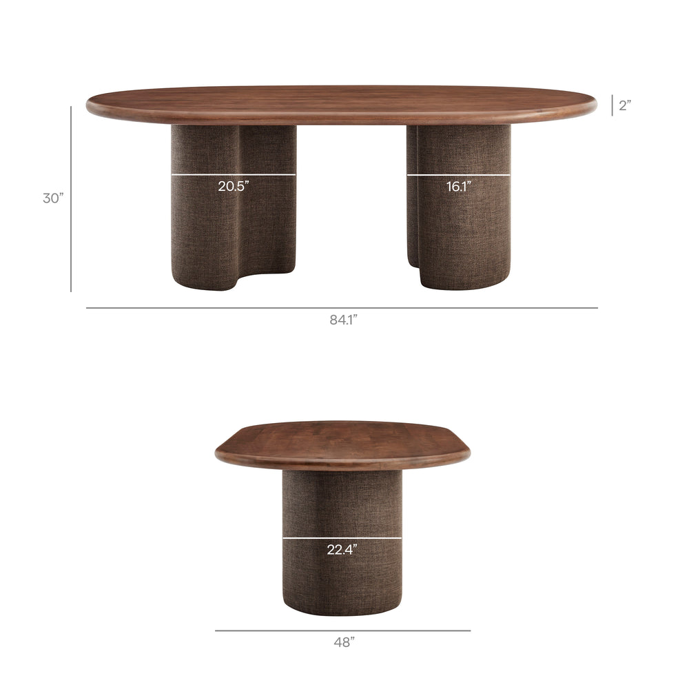 Enric 84 Inch Mango Wood Oval Dining Table in Walnut