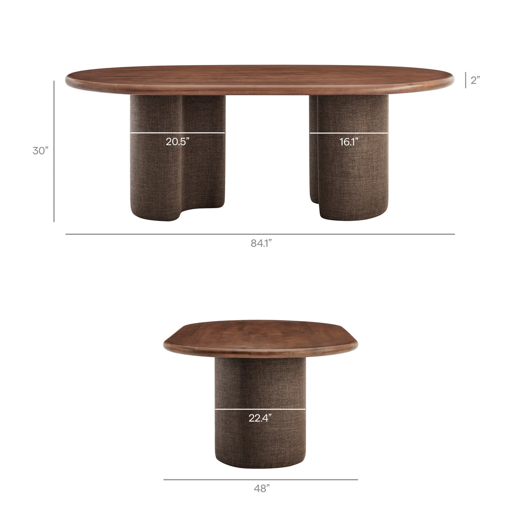 Enric 84 Inch Mango Wood Oval Dining Table in Walnut
