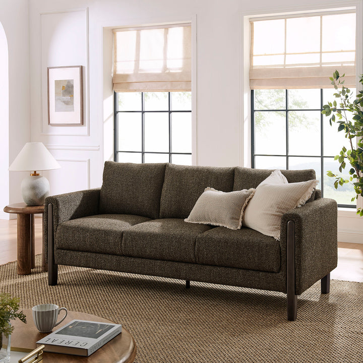 Hawken Boucle Fabric Sofa in Antique Espresso