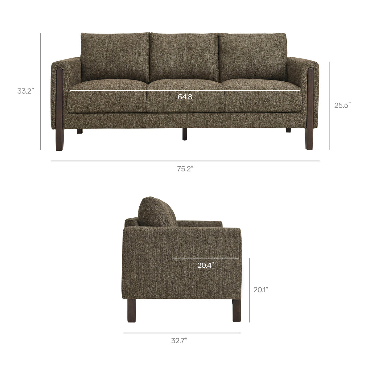 Hawken Boucle Fabric Sofa in Antique Espresso