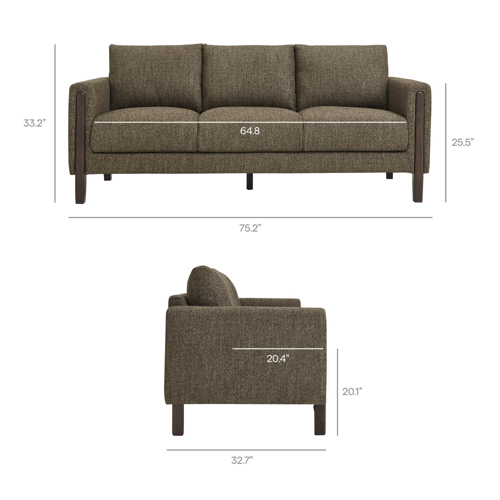 Hawken Boucle Fabric Sofa in Antique Espresso