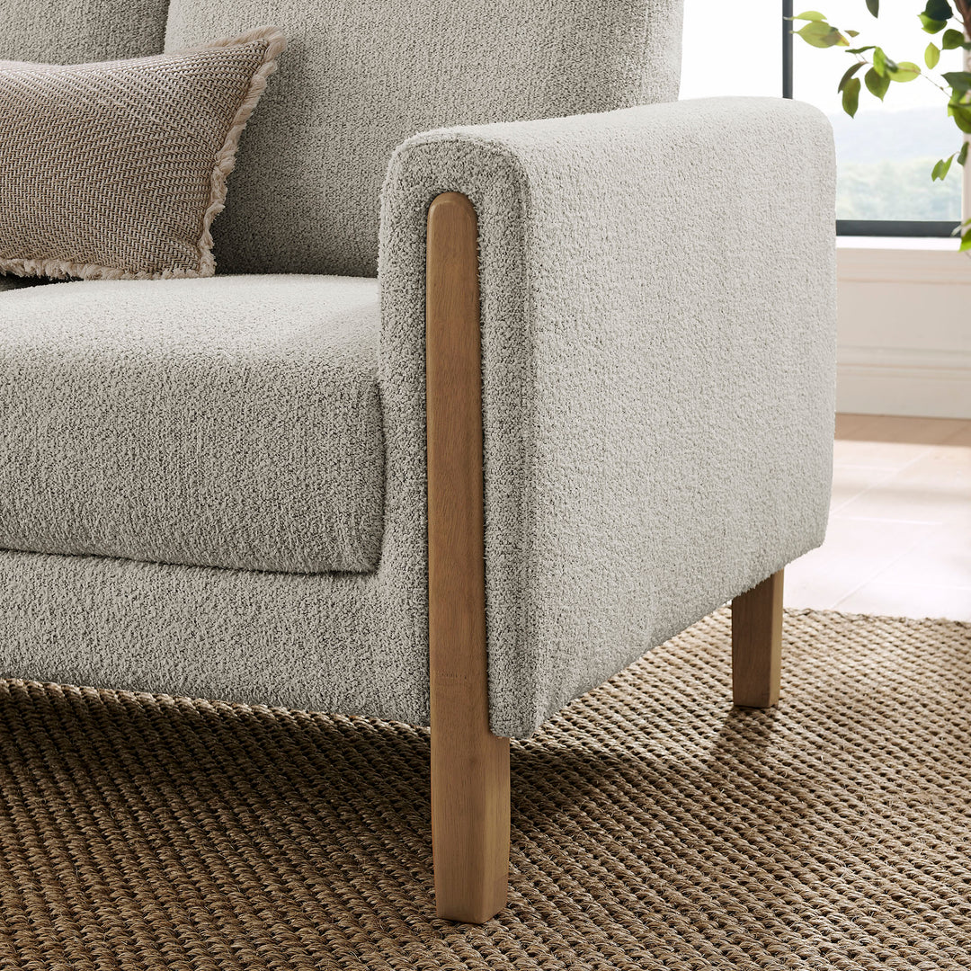 Hawken Boucle Fabric Sofa in Parchment Beech
