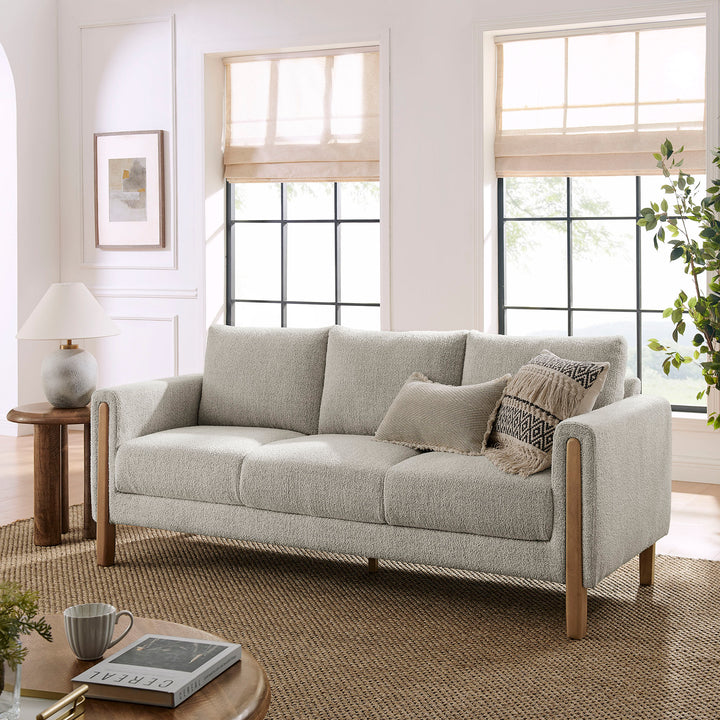 Hawken Boucle Fabric Sofa in Parchment Beech