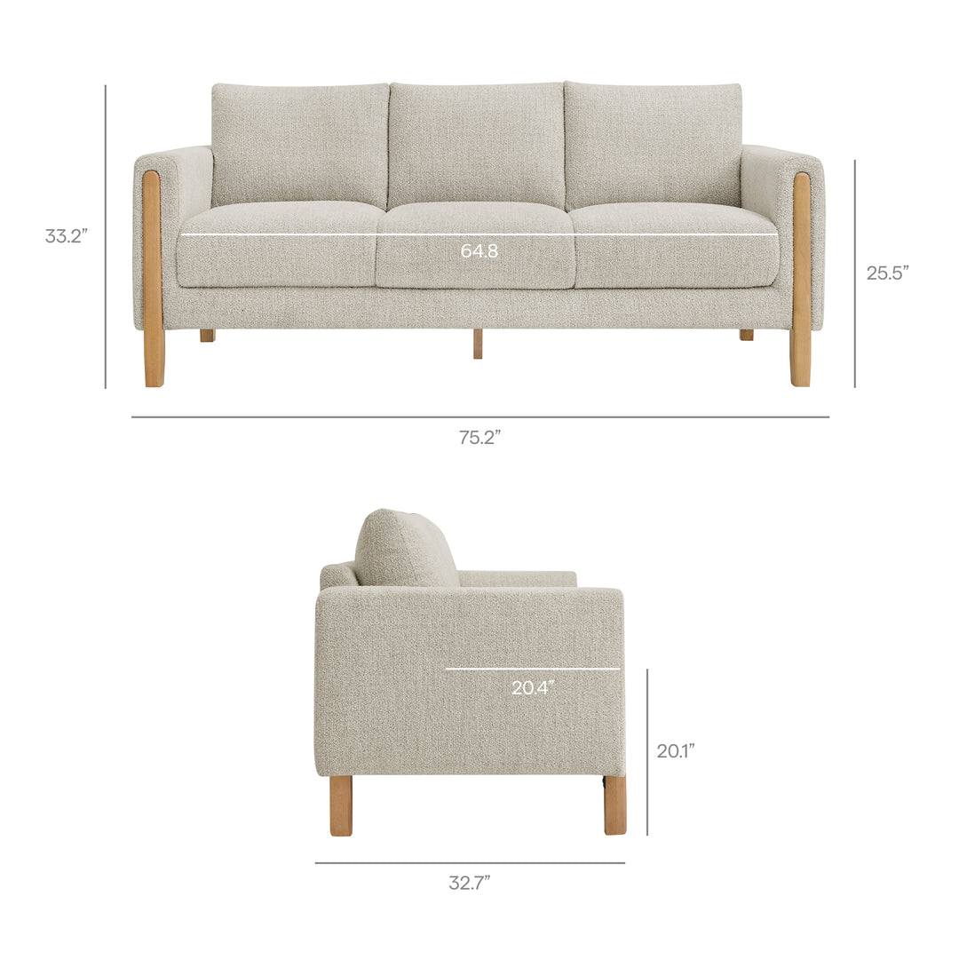 Hawken Boucle Fabric Sofa in Parchment Beech