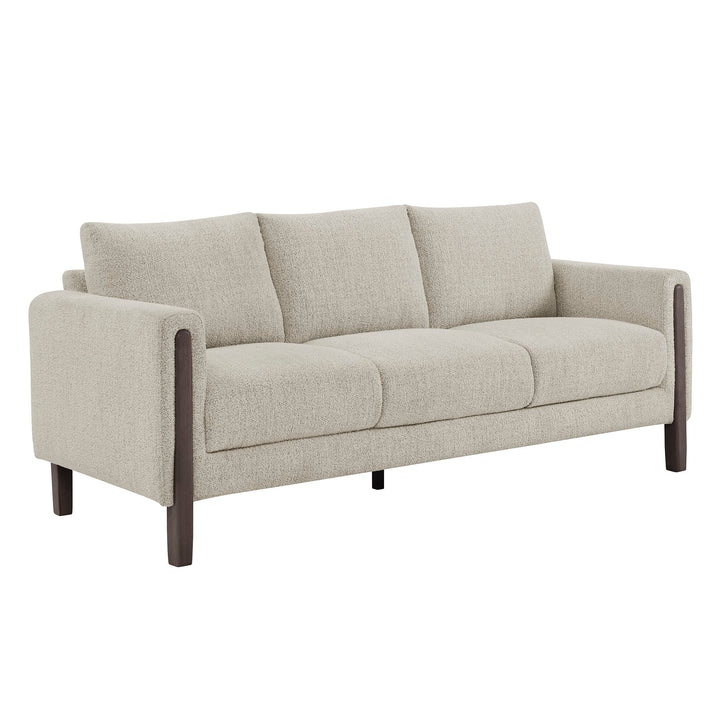 Hawken Boucle Fabric Sofa in Parchment Espresso