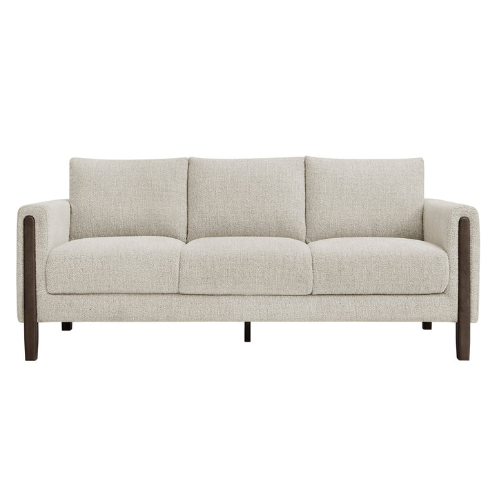 Hawken Boucle Fabric Sofa in Parchment Espresso