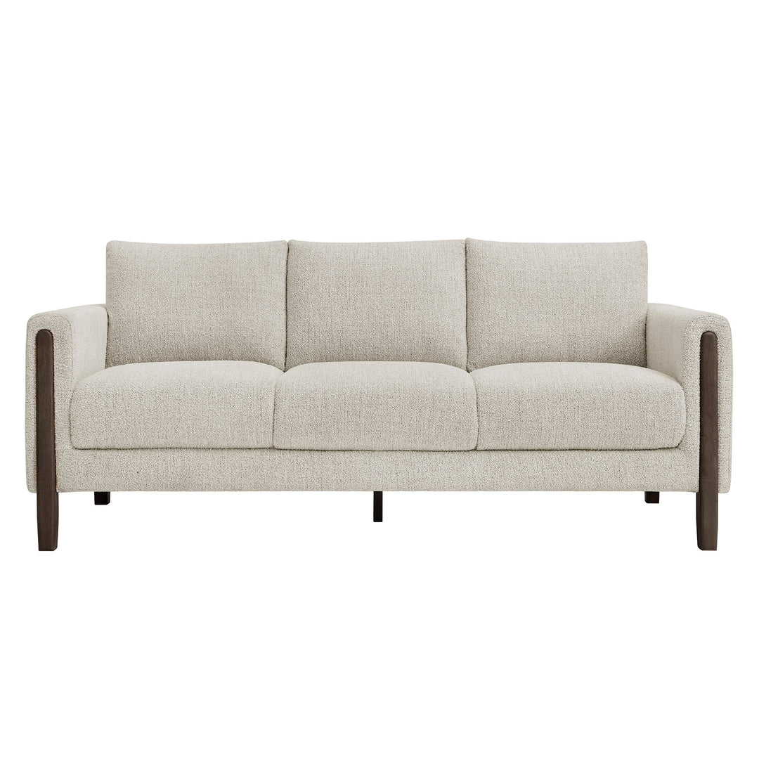 Hawken Boucle Fabric Sofa in Parchment Espresso