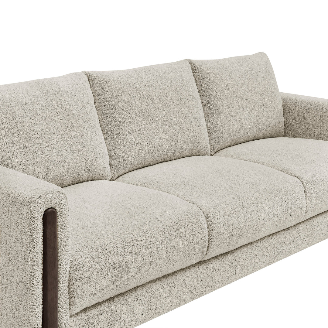 Hawken Boucle Fabric Sofa in Parchment Espresso