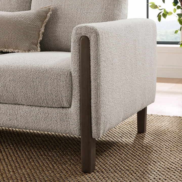Hawken Boucle Fabric Sofa in Parchment Espresso