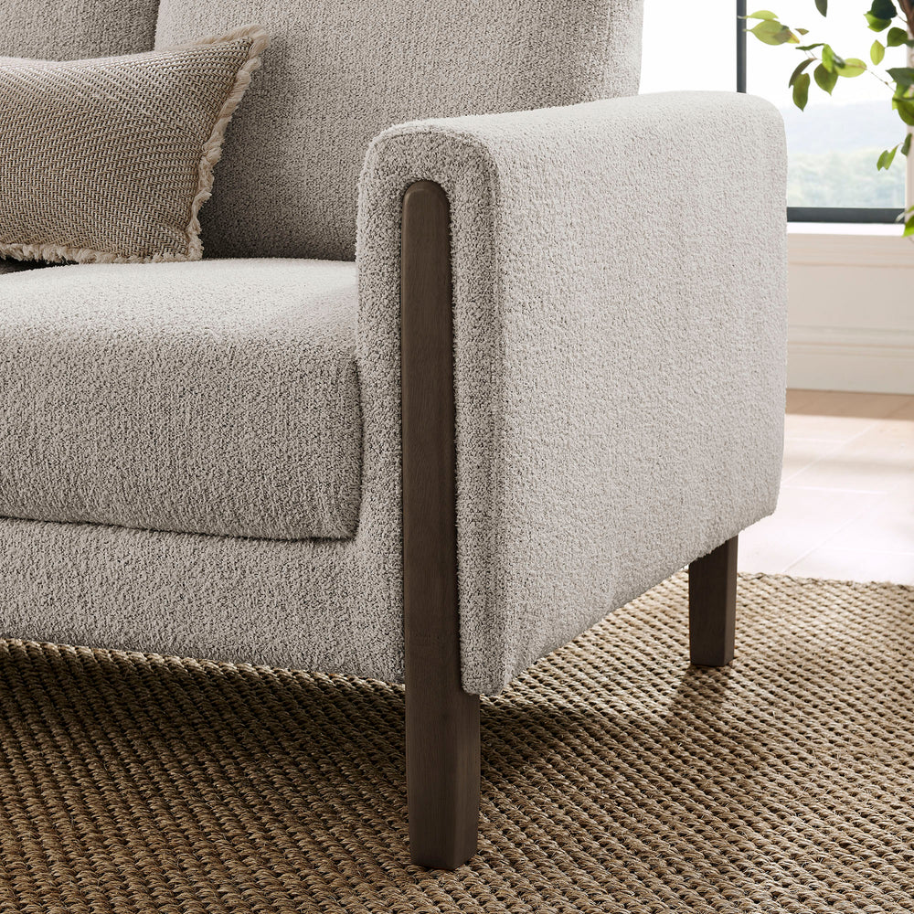 Hawken Boucle Fabric Sofa in Parchment Espresso
