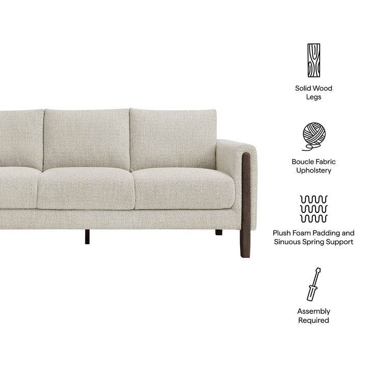 Hawken Boucle Fabric Sofa in Parchment Espresso
