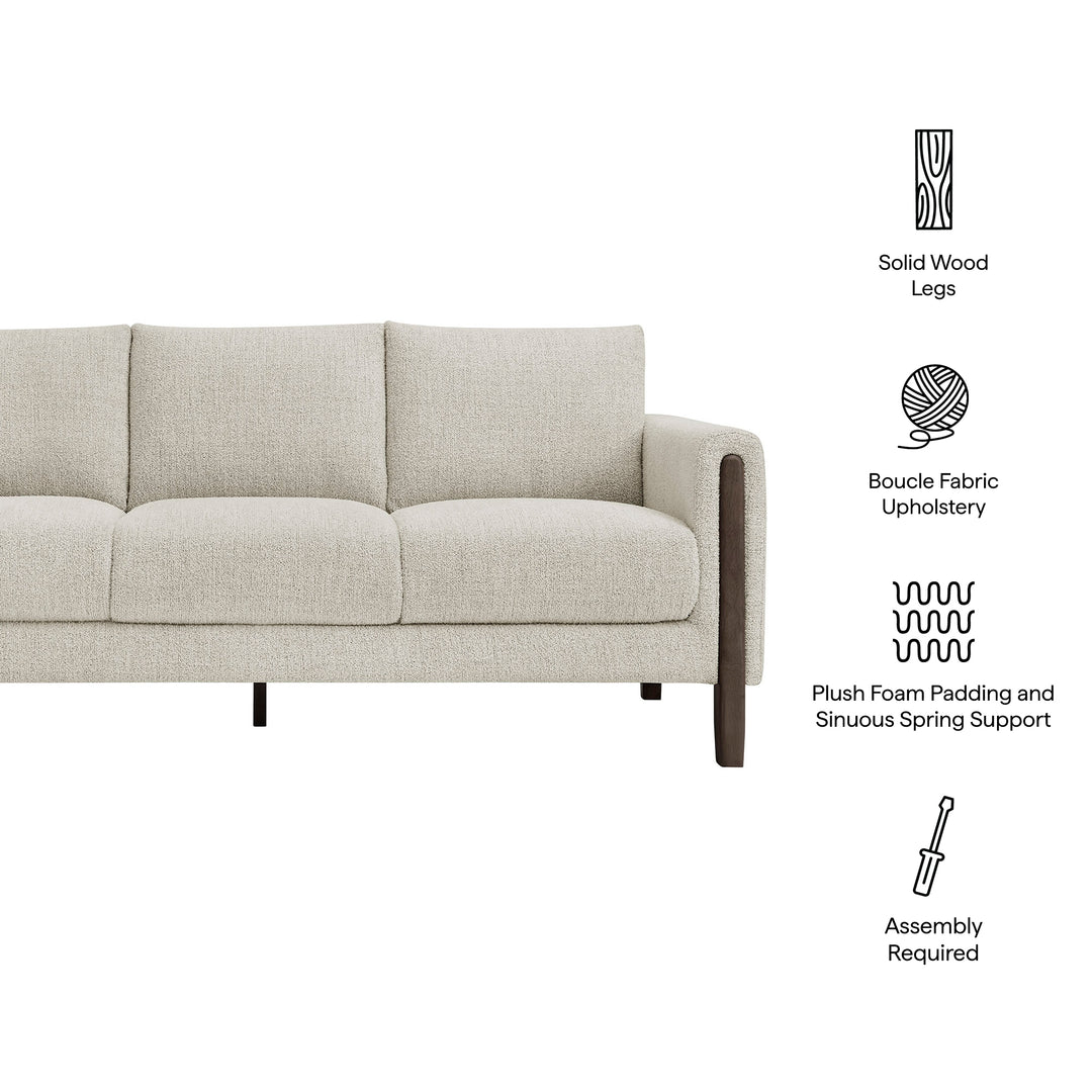 Hawken Boucle Fabric Sofa in Parchment Espresso