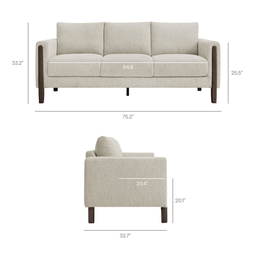 Hawken Boucle Fabric Sofa in Parchment Espresso