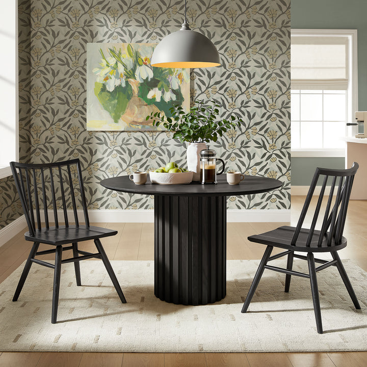 Alvar Spindle Back Dining Side Chairs Set of 2 in Black