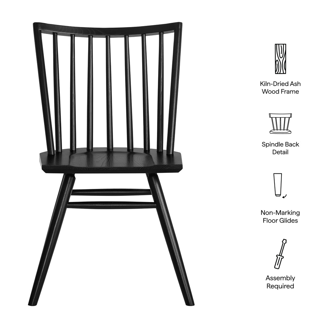Alvar Spindle Back Dining Side Chairs Set of 2 in Black