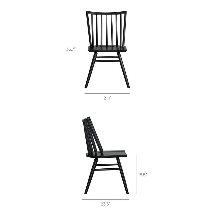 Alvar Spindle Back Dining Side Chairs Set of 2 in Black