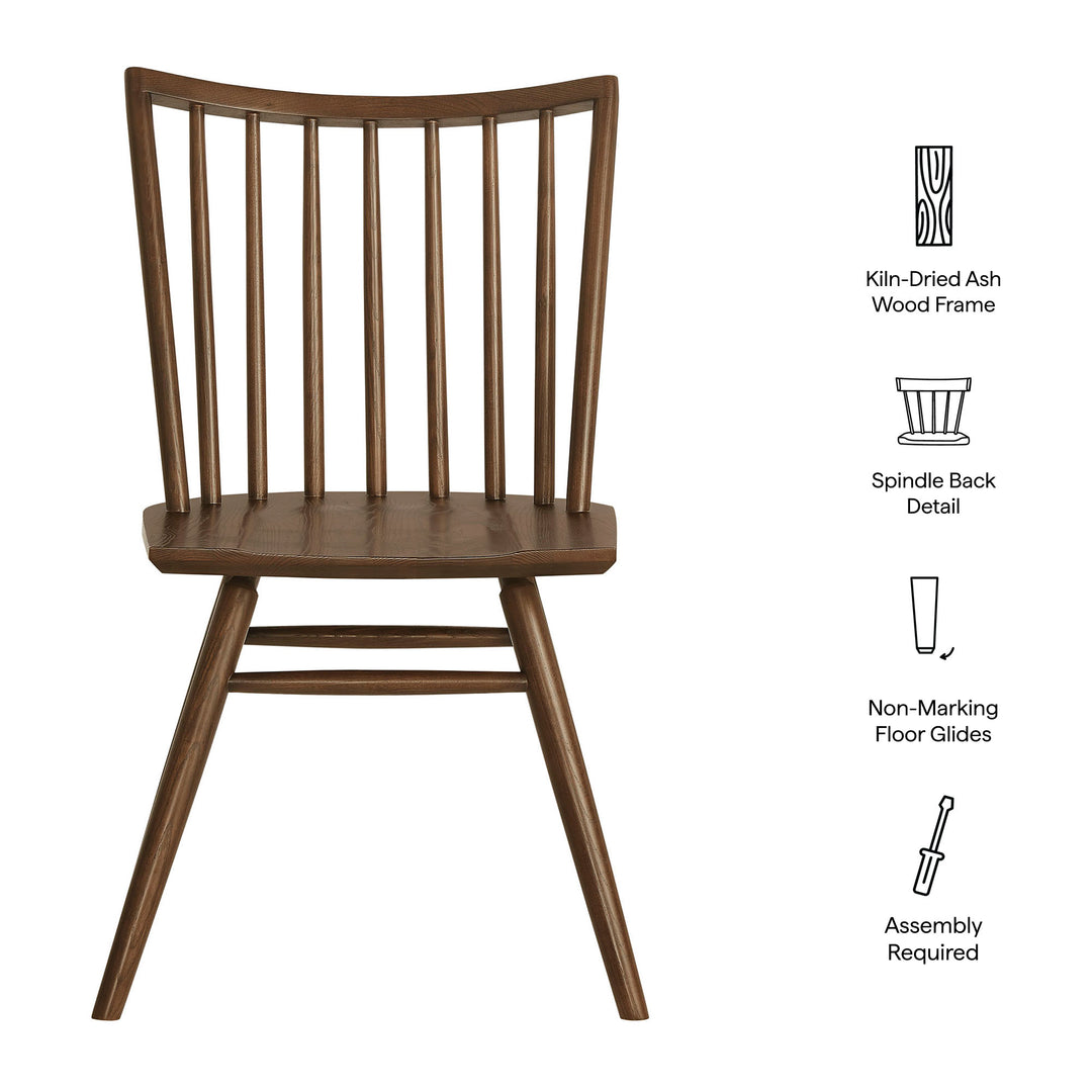 Alvar Spindle Back Dining Side Chairs Set of 2 in Walnut