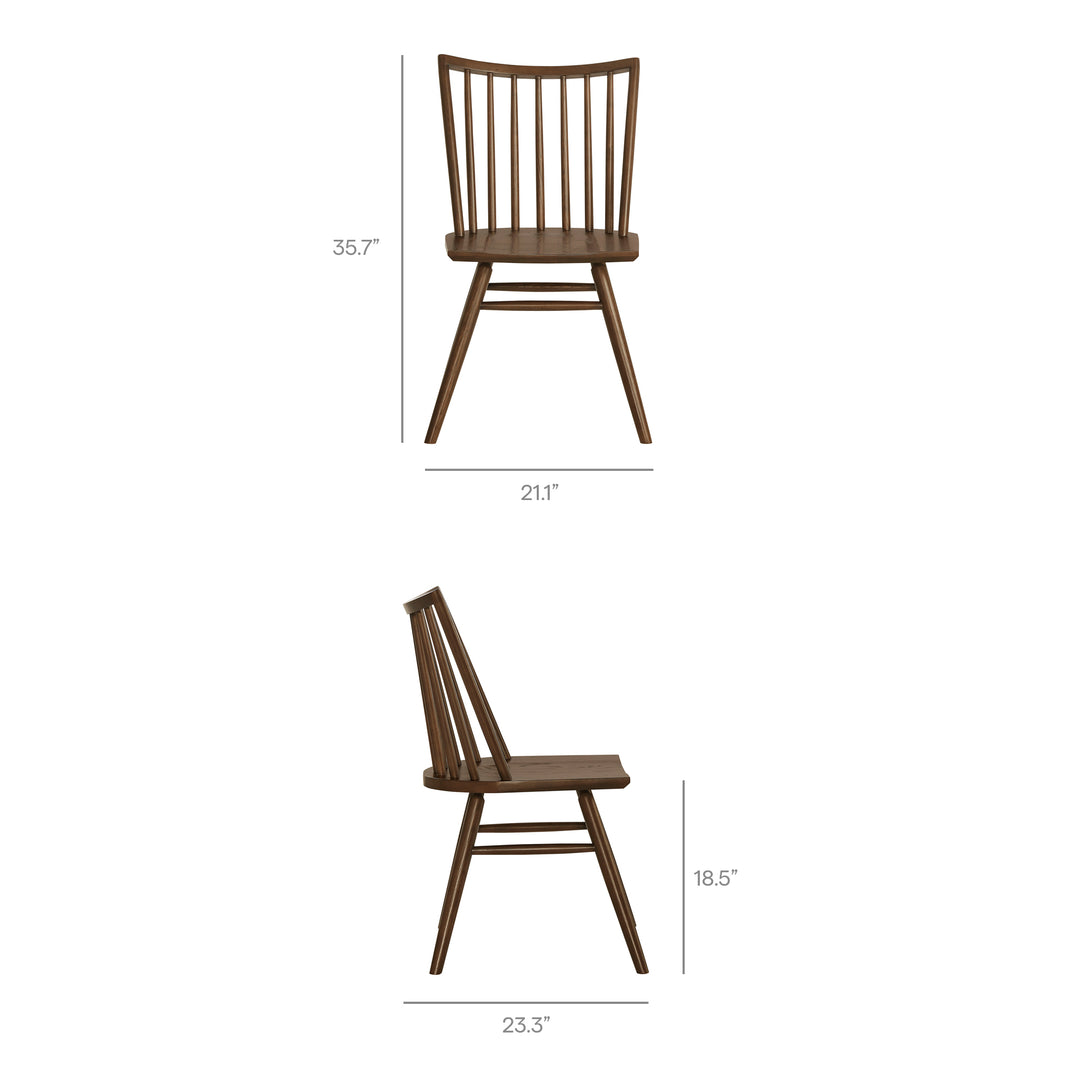 Alvar Spindle Back Dining Side Chairs Set of 2 in Walnut