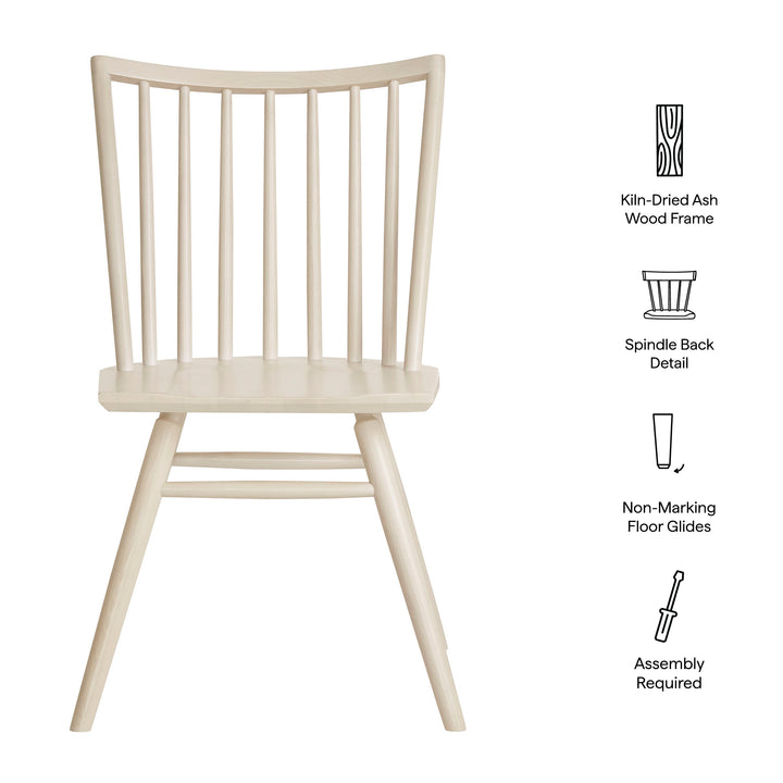 Alvar Spindle Back Dining Side Chairs Set of 2 in White Wash
