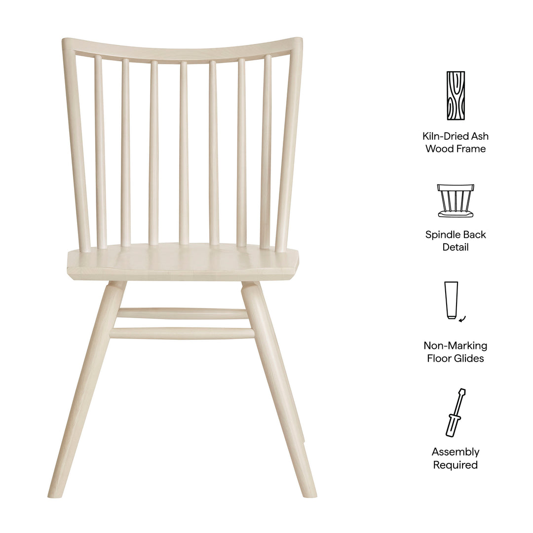 Alvar Spindle Back Dining Side Chairs Set of 2 in White Wash
