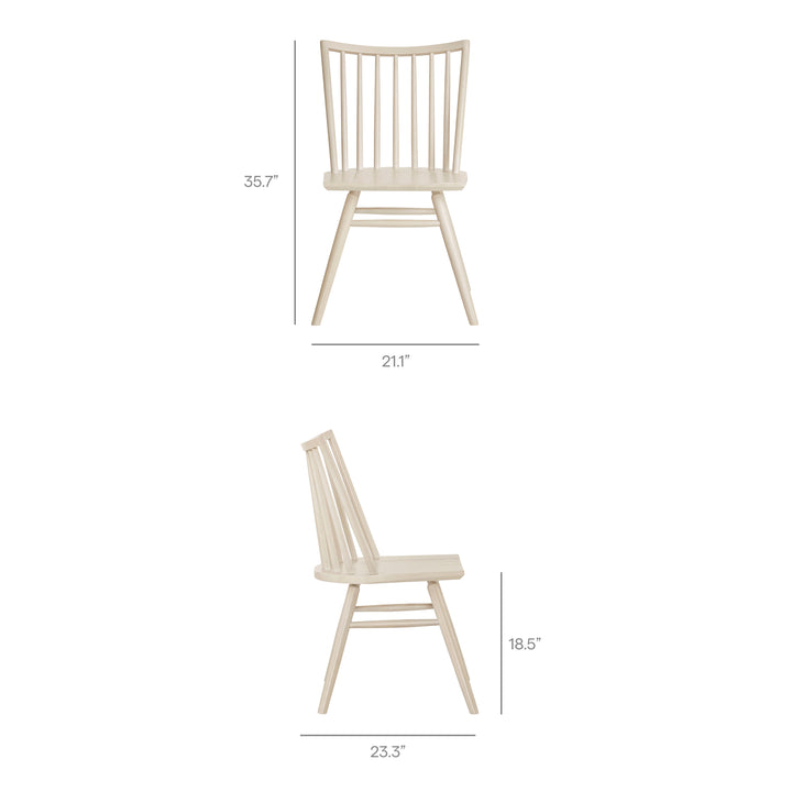 Alvar Spindle Back Dining Side Chairs Set of 2 in White Wash