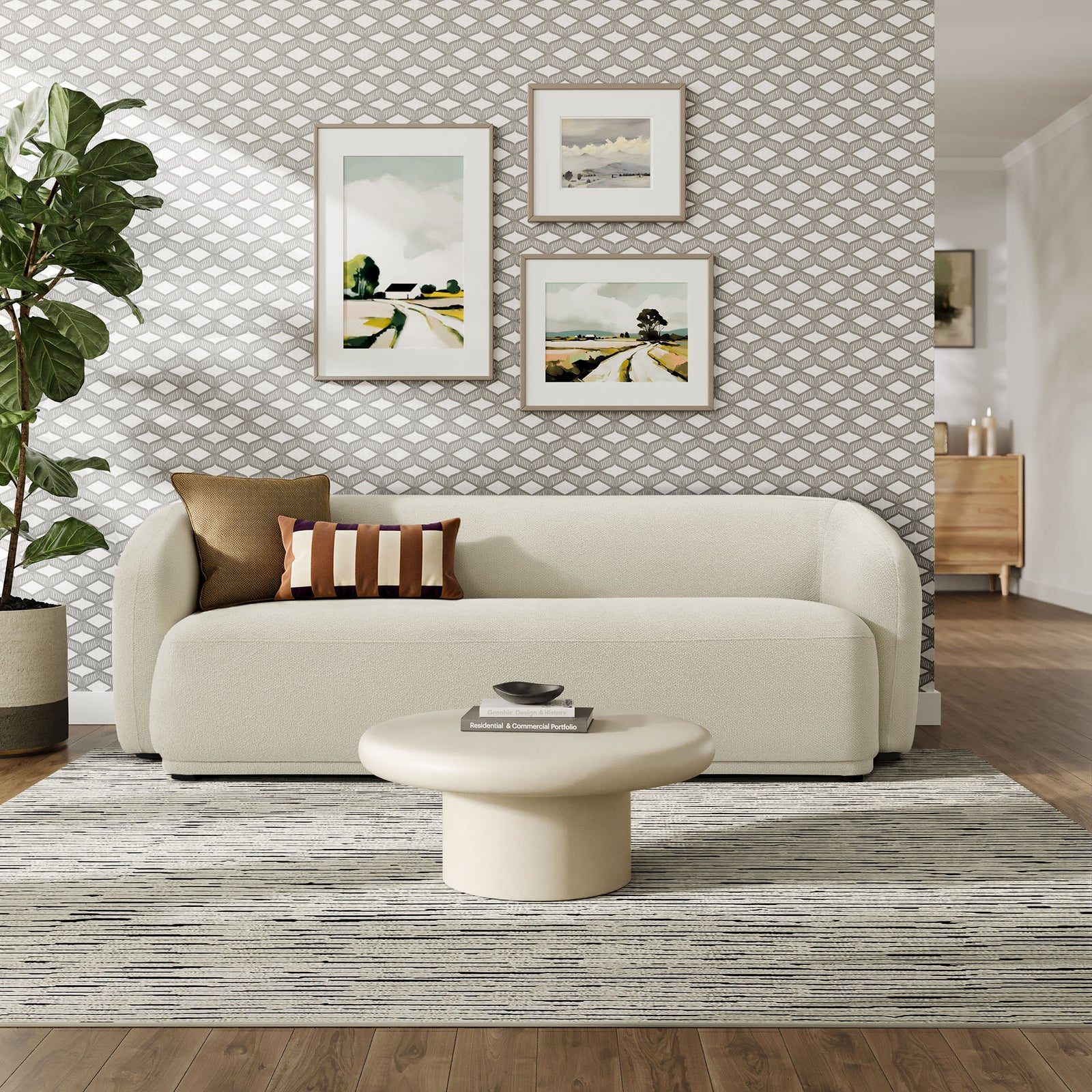 Monica 88 Inch Boucle Fabric Sofa in Cream